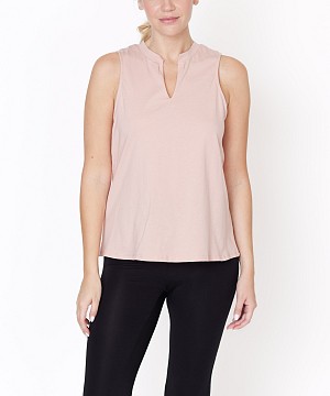 V -Cut Edge Sleeveless Cotton Jersey Top