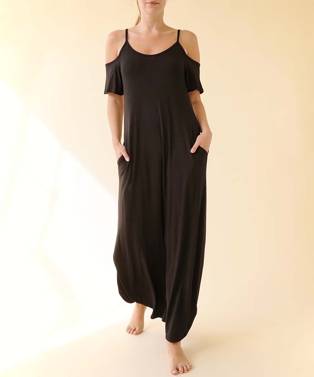 BAMBOO COLD SHOULDER MAXI DRESS