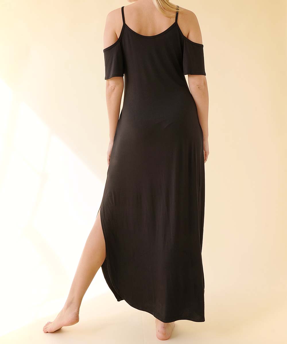 BAMBOO COLD SHOULDER MAXI DRESS