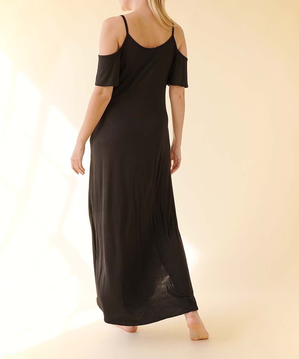 BAMBOO COLD SHOULDER MAXI DRESS