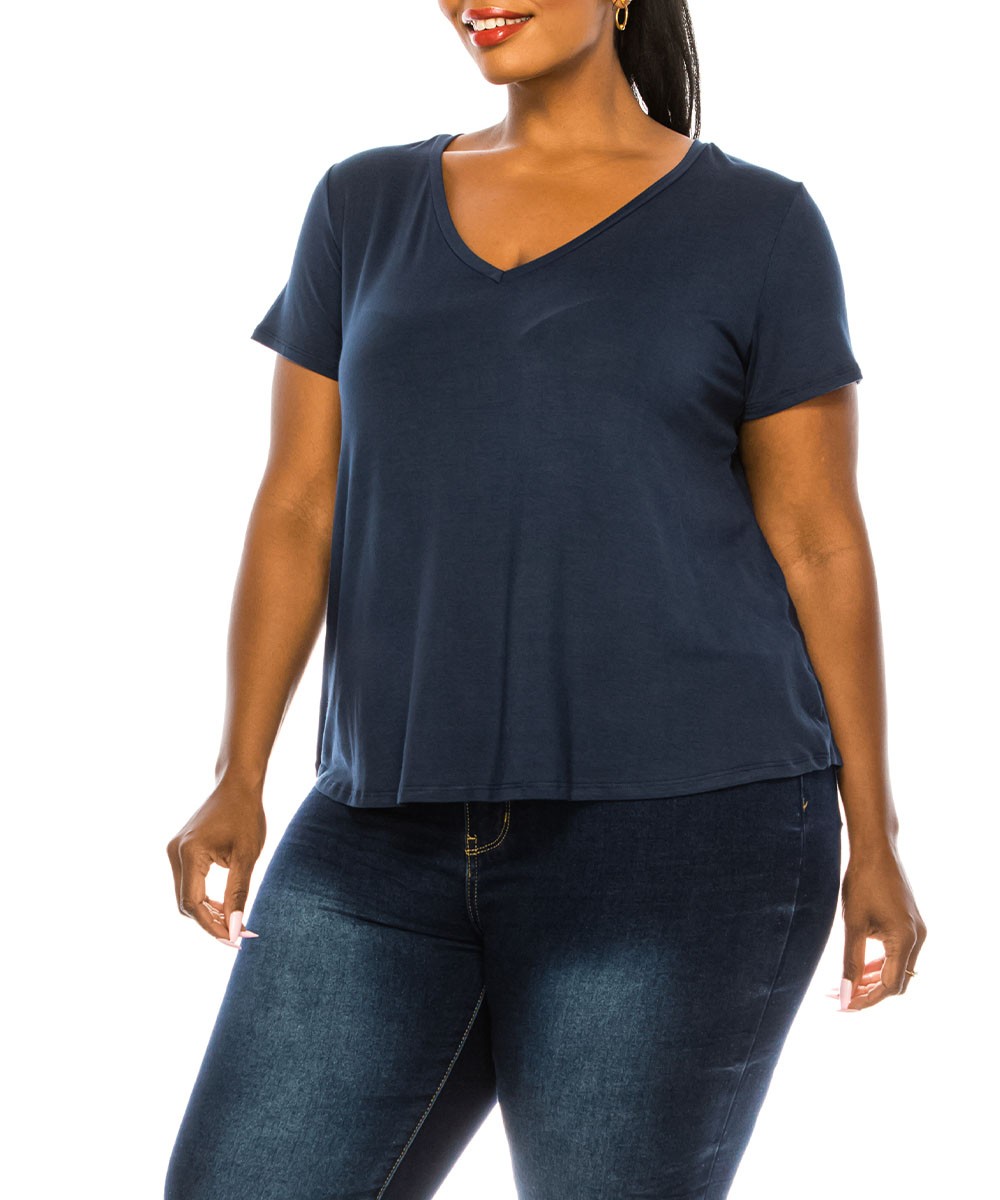 BAMBOO V NECK FLARED TOP FOR CURVY