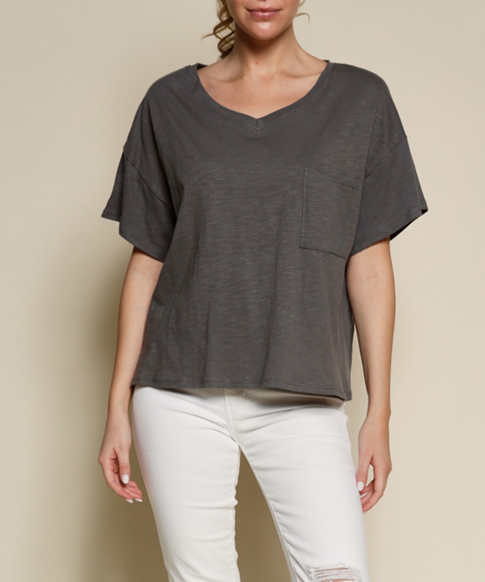 Genderless V Neck Crop T