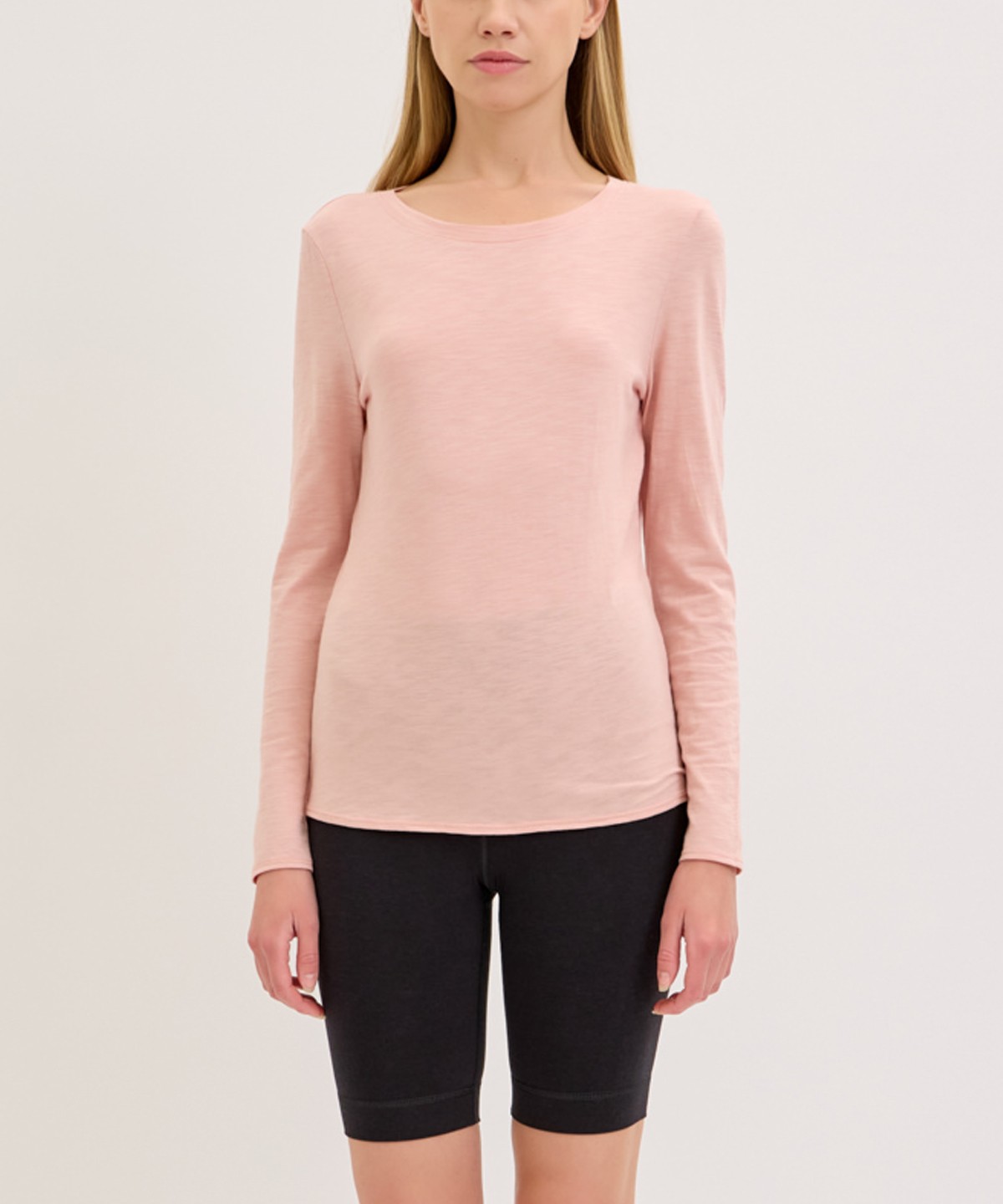 BAMBOO COTTON SLUB ROUND NECK SLIM LONG SLEEVE